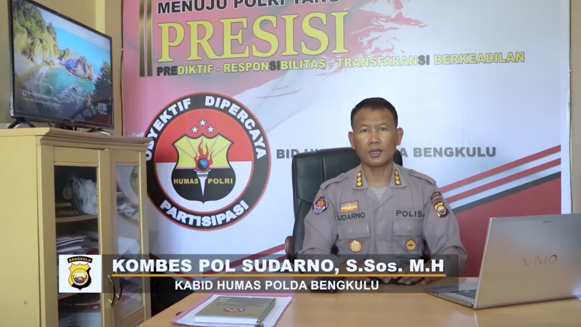 Kabid Humas Polda Bengkulu Kombes Pol Sudarno SSos MH